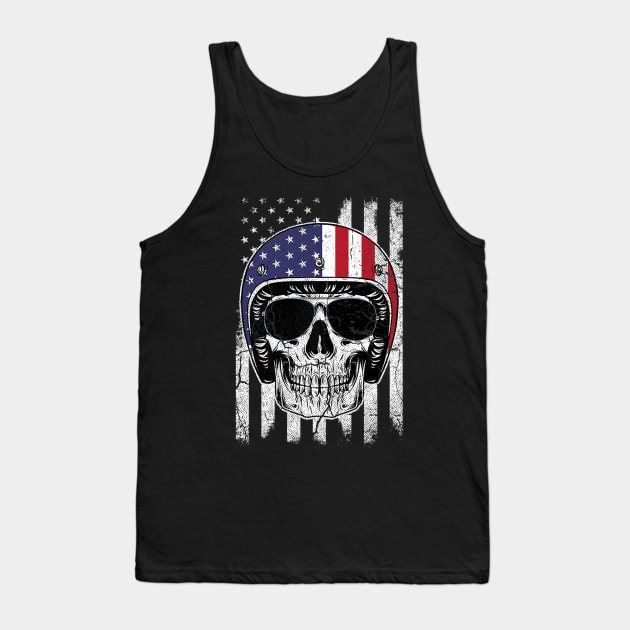 4th of July American Flag Skull Tank Top by Feliz ZombiePunk